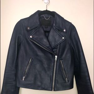Vintage J.Crew collection Navy leather jacket.
